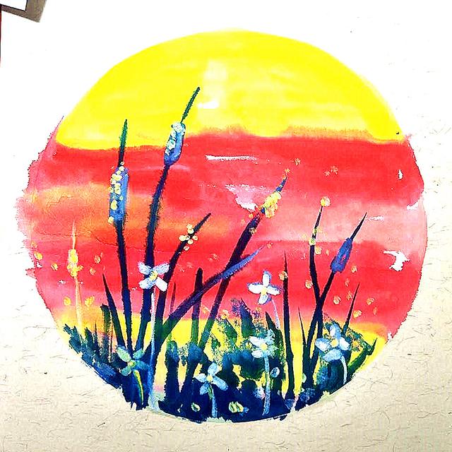 #超级宝妈#体验水粉薄涂法，绘制精彩童年，少儿美术儿童画水粉创意《香蒲》