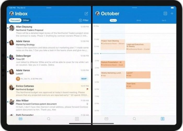 [太平洋电脑网][图]iPad端Outlook预览版更新：引入拆分视图