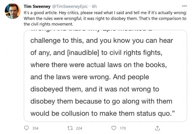 Epic CEO将公司跟苹果的App Store之战比作是民权运动