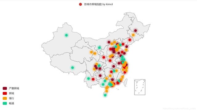 速来围观！看小伙是如何用python可视化各城市拥堵情况的