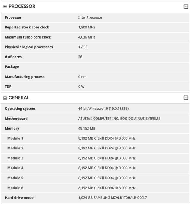 【勇哥科技】Intel 26核心处理器现身3DMark数据库 服务器处理器？