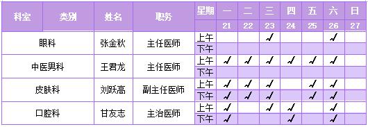 顺德妇幼专家出诊时间表（12.21-27）