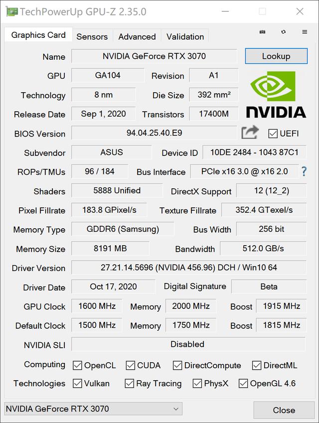 性能持平RTX 2080 Ti价格有惊喜，华硕TUF-RTX3070-O8G-GAMING评测