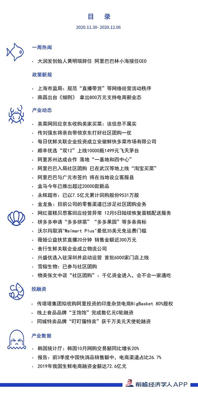 前瞻生鲜电商产业全球周报第68期：大润发创始人黄明瑞辞任 阿里巴巴林小海接任CEO