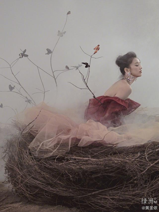 「中国青年网」37岁黄圣依“化茧成蝶”穿纱裙露美背宛如仙女
