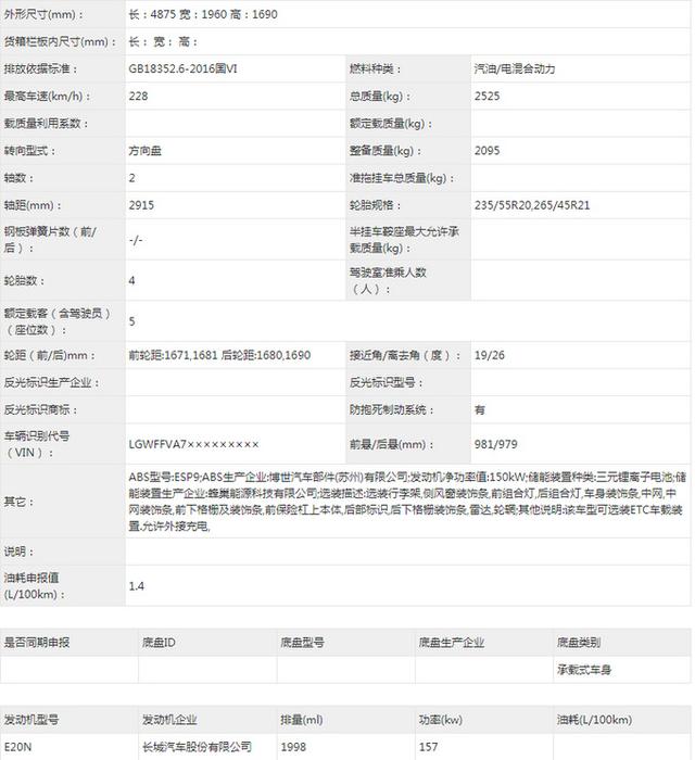 WEY全新插混SUV曝光！尺寸比VV7还大，跑一公里仅需8分钱