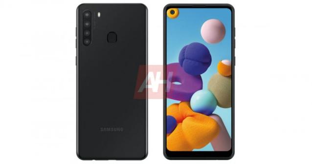 「环球网」三星Galaxy A21渲染图曝光 采用四摄相机