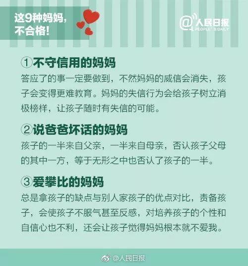 超级宝妈@人民日报公布不合格家长行为自查表，你中招了吗？