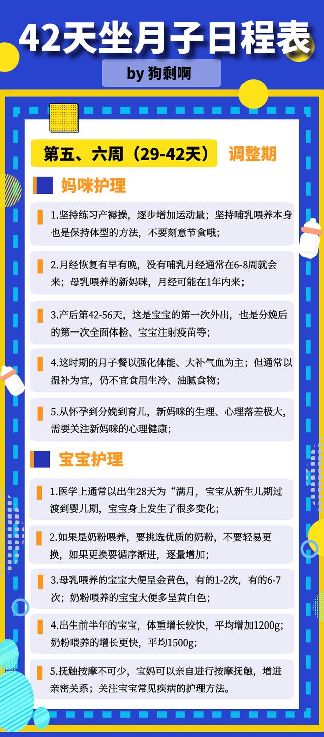 你的育儿经|42天坐月子日程表，超全超精细，准爸妈一定要收藏