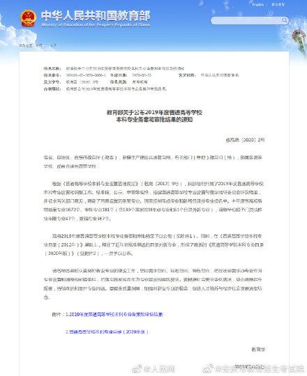 光明网■高校新增备案本科专业1672个