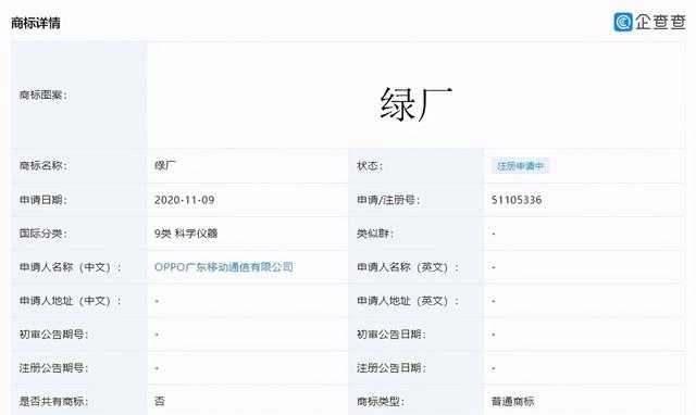 OPPO想申请注册“绿厂”商标！网友：蓝厂vivo搞快点