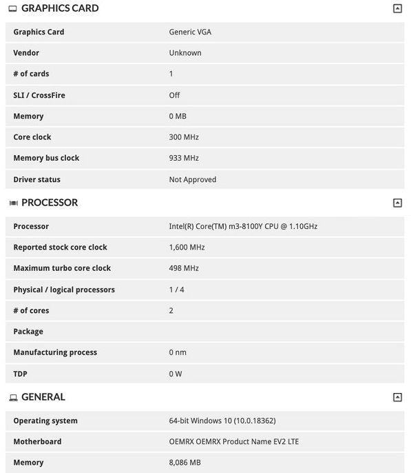 「太平洋电脑网」Surface Go 2基准测试曝光 采用酷睿m3-8100Y处理器