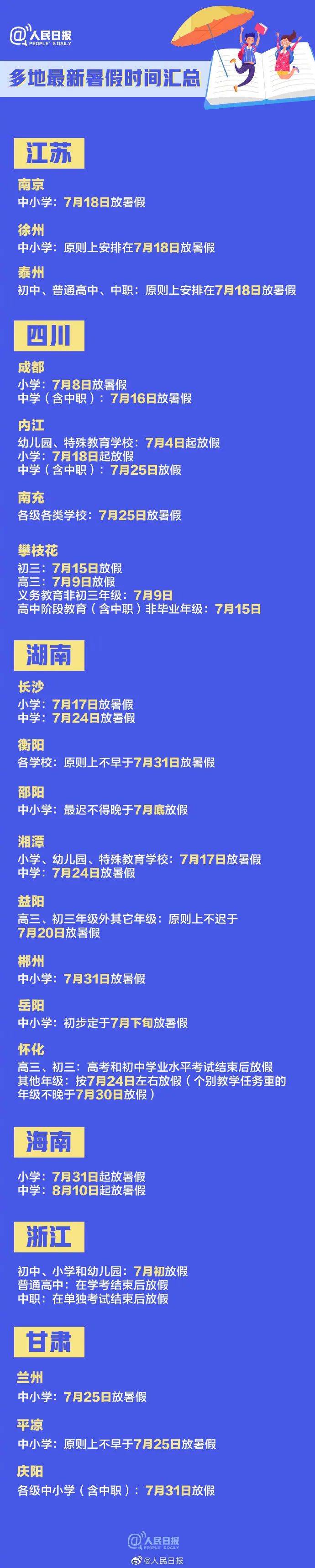 倾听幸福|暑假放假时间：定了！7月16、17、18号陆续放暑假！上学延迟到10月？！