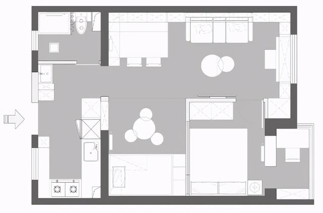 46㎡做两房，客厅装满大书柜，儿童房架在半空，全屋超实用