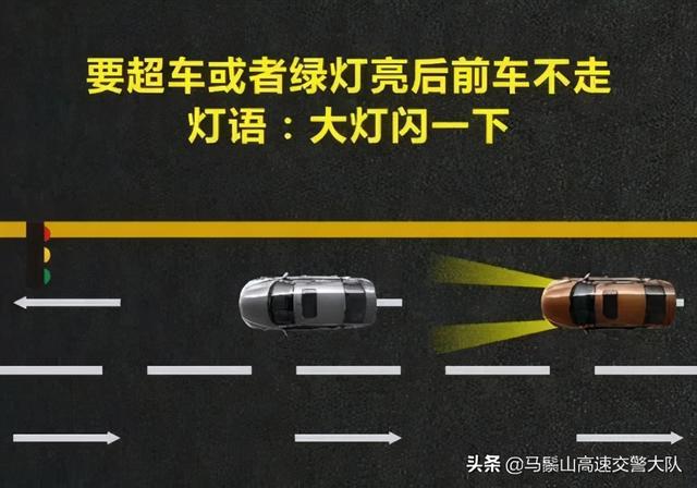 车灯怎么打才能让前后车知道你要超车、感谢和提醒？