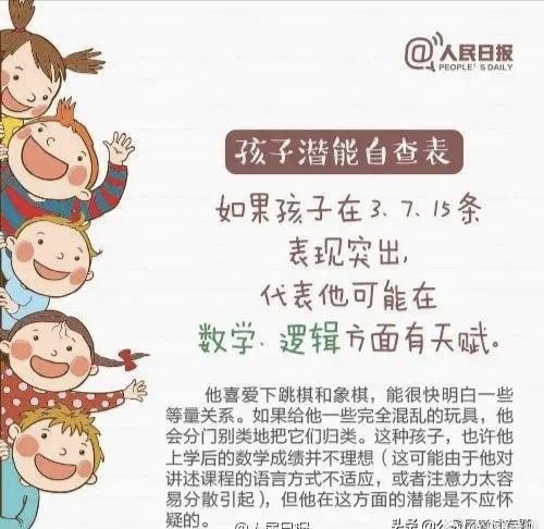 「你的育儿经」人民日报：《孩子潜能自查表》，别让天赋被埋没！