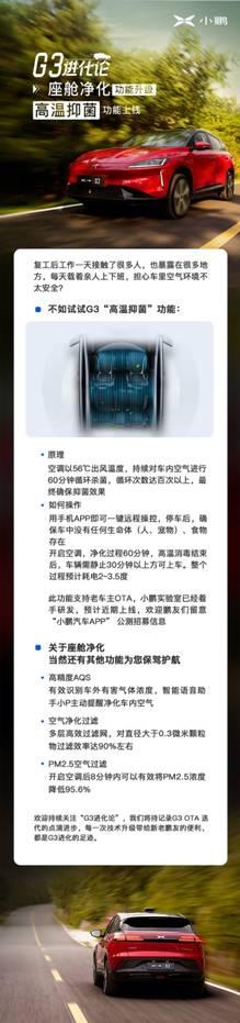 「中国经济网」小鹏G3智能进化“高温抑菌”功能，为车主构筑安全出行座舱