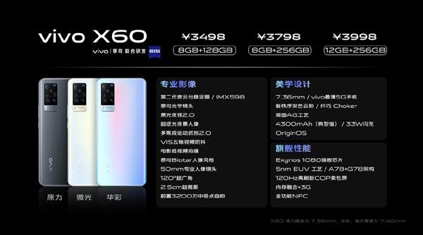 差价1000元 vivo X60与X60 Pro怎么选？一图看懂