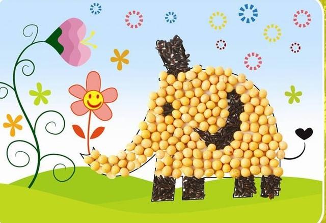 一组很美的种子粘贴画，小学、幼儿园的孩子可以参考