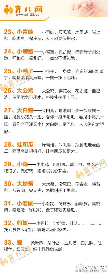 100首简单有趣的小儿歌！里面有100种小动物，宝宝最爱说啦！