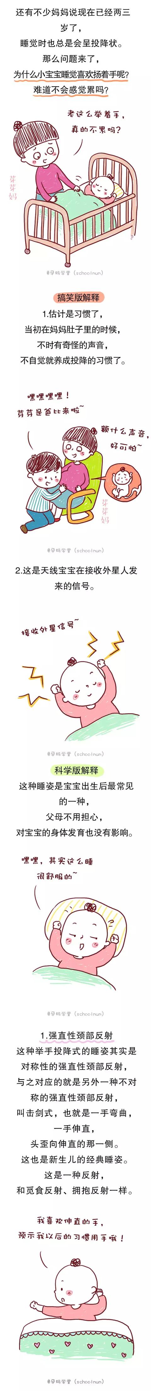 宝宝睡觉为什么喜欢举手像“投降”？这是我见过最可爱的答案！