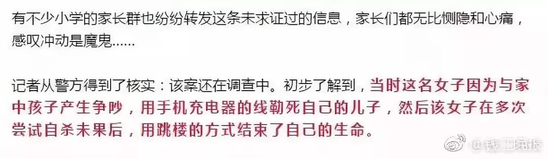 母亲勒死5年级儿子后跳楼：孩子，妈妈不想的 要怪就怪你爸爸吧