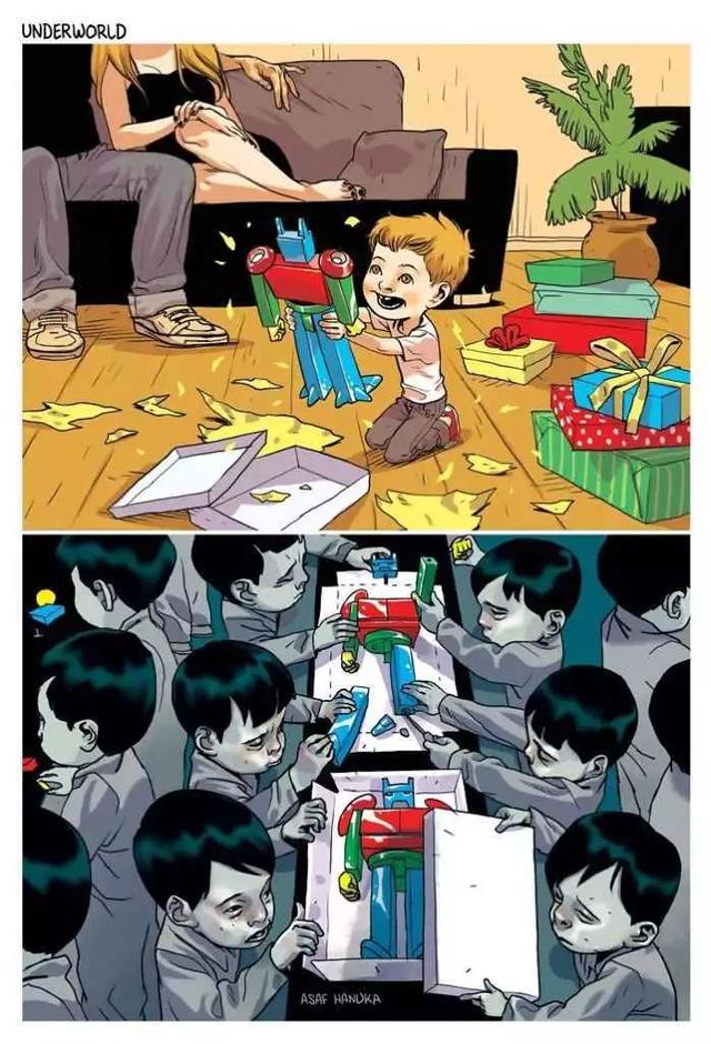 以色列插画家 Asaf Hanuka的讽刺现代社会彩色插画