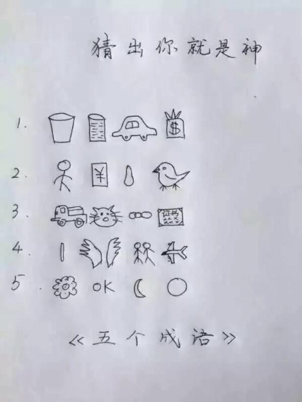 看图猜成语，据说全部猜出来的是牛人，赶紧带孩子一起来挑战吧