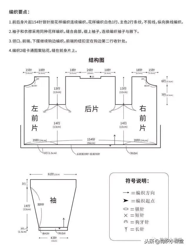钩针编织一款儿童卡通开衫，附图解（小熊、小猪、小狗）