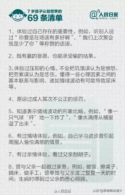 人民日报推荐：7岁以前，孩子认知世界的69条清单