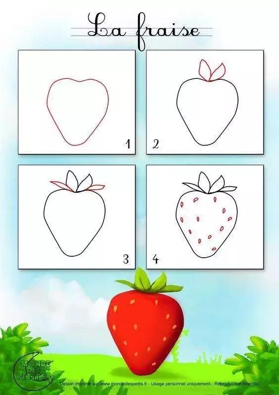 简笔画丨15个常见的水果+动物，孩子都爱画，先收藏起来！