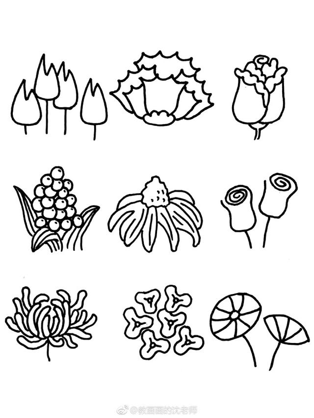 近百种花朵简笔画素材~宝妈们快收藏慢慢教孩子吧~