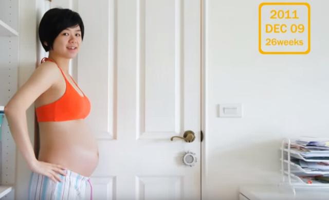 准妈妈从怀孕到产前肚子发生巨大变化，10个月，记录着明显变化