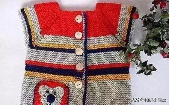 棒针编织一款简单洋气、男女宝宝都能穿的小背心，附图解教程