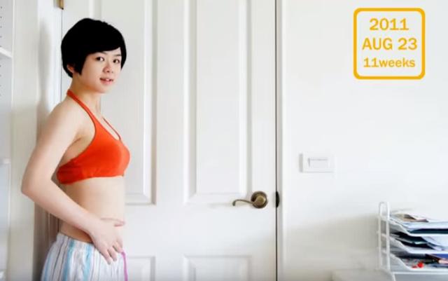 准妈妈从怀孕到产前肚子发生巨大变化，10个月，记录着明显变化