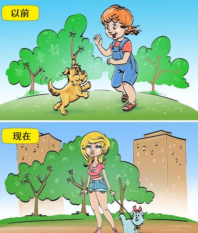 十组讽刺插画：揭示我们的童年和现代小孩童年的巨大区别