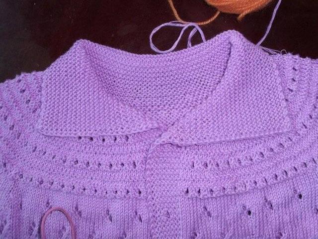 简单漂亮的圆肩宝宝开襟毛衣编织，新加育克部分以及图解文字说明