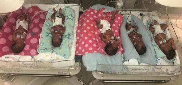 5分钟剖腹产3胞胎变5胞胎，南非妇女一下生5个孩子，丈夫懵了