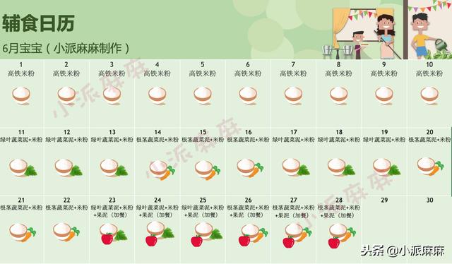 6个月宝宝辅食制作日历-宝宝每日辅食食谱-（忙碌麻麻必备）