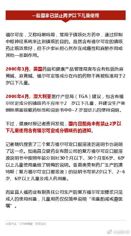 这个常用镇咳药，2岁以下儿童千万别用！很多国家明令禁止！