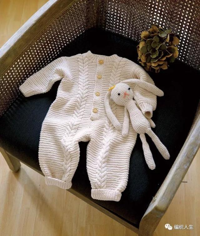编织图解丨软萌萌，教你织婴幼儿羊毛开襟连体衣！