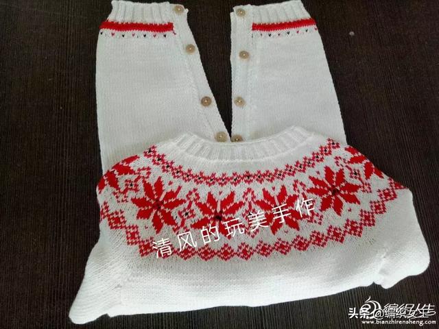 经典棒针雪花连体衣，超实用的婴幼儿提花毛衣
