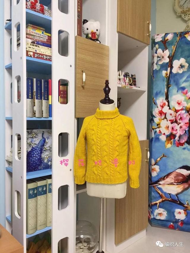 阳光：牛奶棉编织儿童棒针高领套头毛衣（附图解）