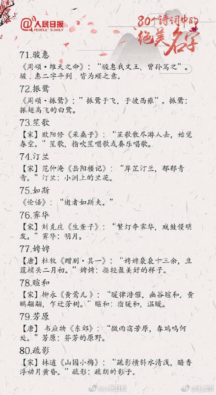 新手爸妈必备！80个诗词中的绝美名字