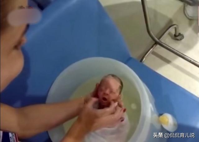 护士给新生儿洗澡，小宝宝还以为在妈妈的羊水中？也太搞笑了吧！
