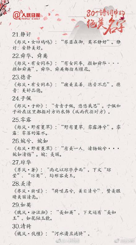 新手爸妈必备！80个诗词中的绝美名字