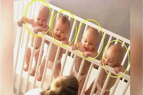 四胞胎宝宝醒来不哭闹,站成一排等妈妈,网友:心都要化掉了