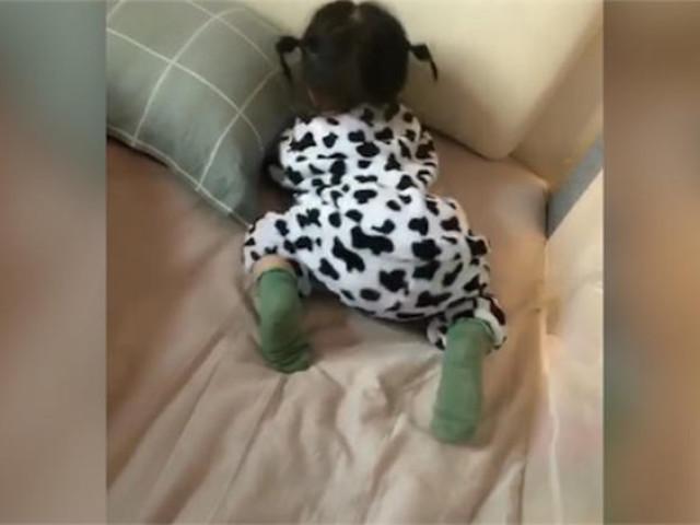 1岁女儿翻出爸爸藏的私房钱，接下来的画面，让妈妈差点笑岔气