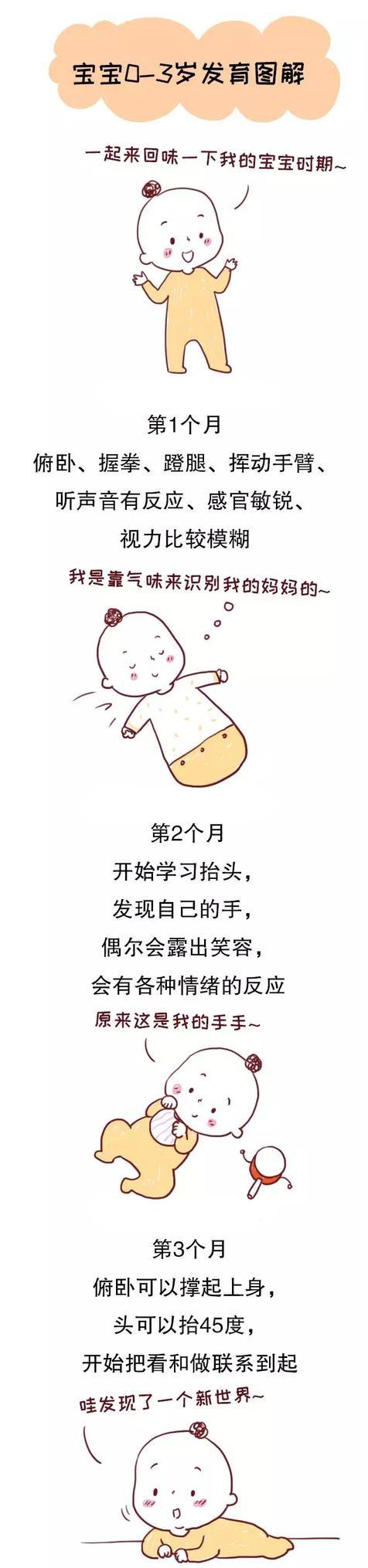0-3岁宝宝发育一图看懂，快来看看你家娃达标了没？
