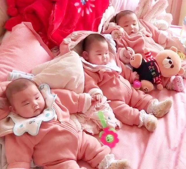 自然孕育多胞胎几率低，家有三胞胎是啥感受？三人互掐欢乐多！